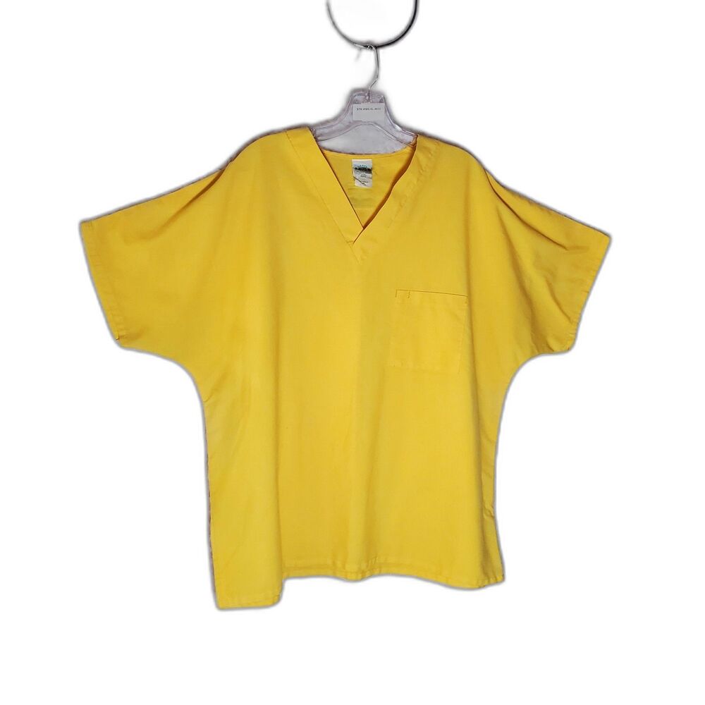 Happy Scrubs by UA Yellow Scrub Top Size XL